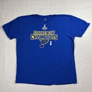 Fanatics St Louis Blues NHL 2019 Stanley Cup Champions S/S T-Shirt 2XL Blue